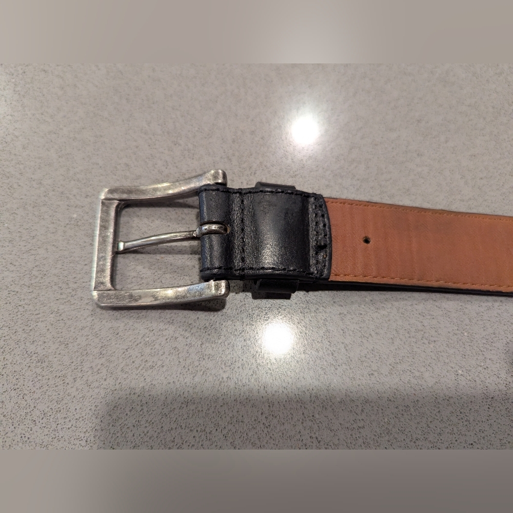 Boconi Black Leather Belt with Silver Buckle - Picture 3 of 10